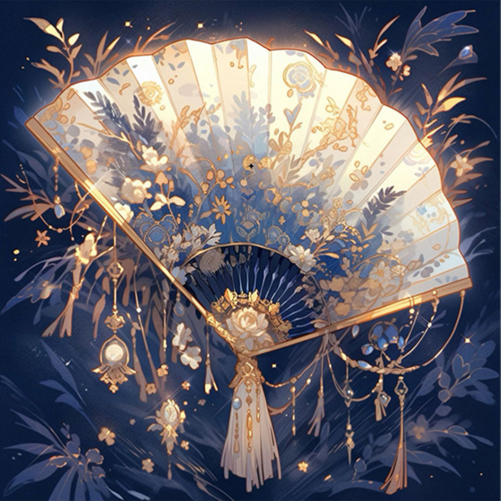 Ancient Style Folding Fan - Full AB Round Drill Diamond Painting 40*40CM