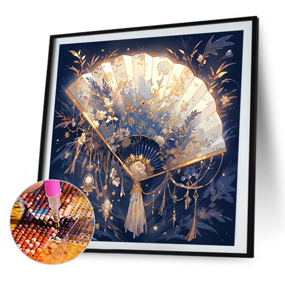 Ancient Style Folding Fan - Full AB Round Drill Diamond Painting 40*40CM