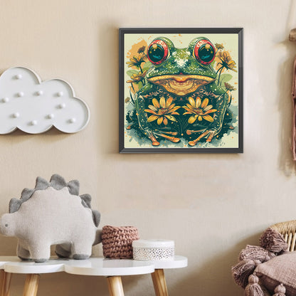 Frog With Flowers - Full Round Drill Diamond Painting 30*30CM