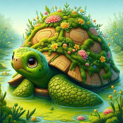 Turtle In The Bush - Full Round Drill Diamond Painting 30*30CM