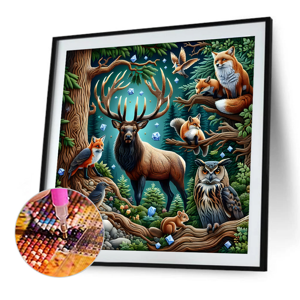 Reindeer Animal World - Full Round Drill Diamond Painting 40*40CM