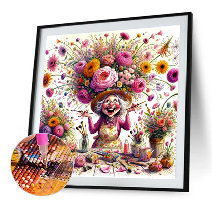 Happy People And Flowers - Full Round Drill Diamond Painting 40*40CM