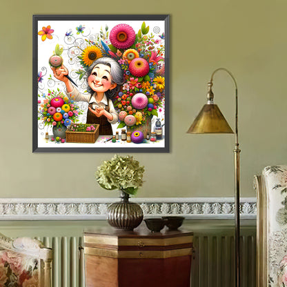 Happy People And Flowers - Full Round Drill Diamond Painting 40*40CM