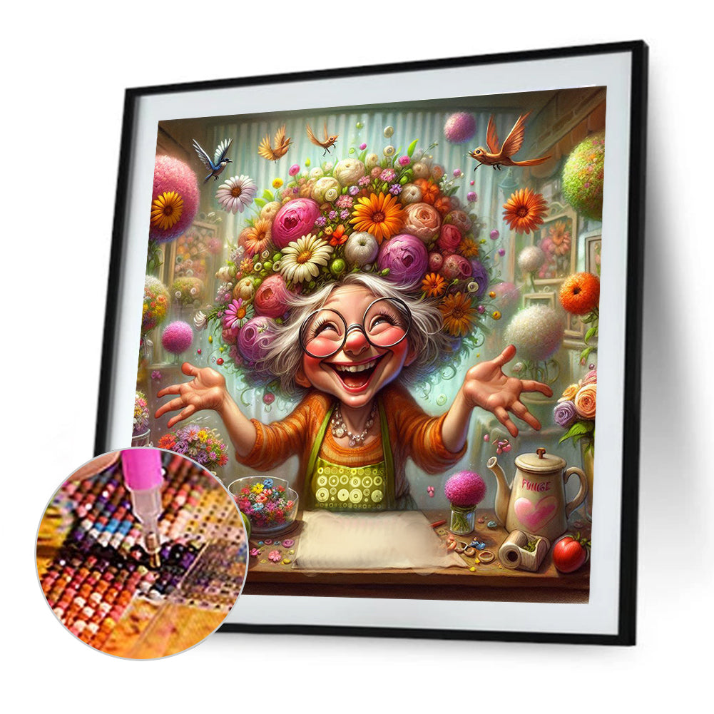Happy People And Flowers - Full Round Drill Diamond Painting 40*40CM