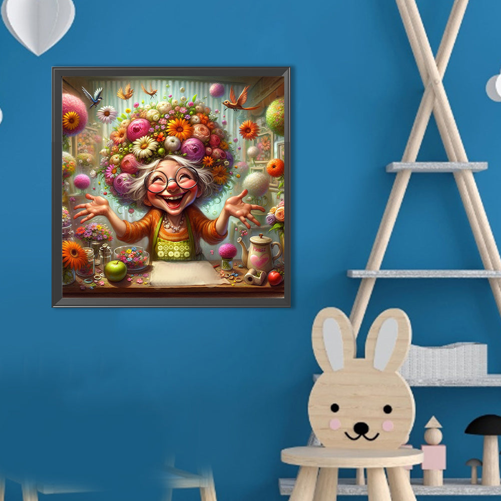 Happy People And Flowers - Full Round Drill Diamond Painting 40*40CM