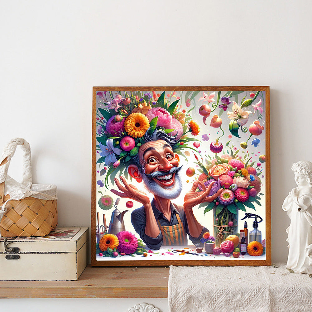 Happy People And Flowers - Full Round Drill Diamond Painting 40*40CM