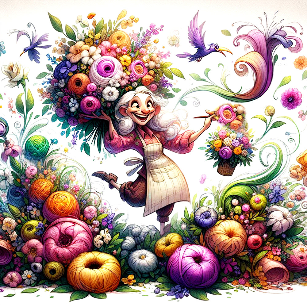 Happy People And Flowers - Full Round Drill Diamond Painting 40*40CM