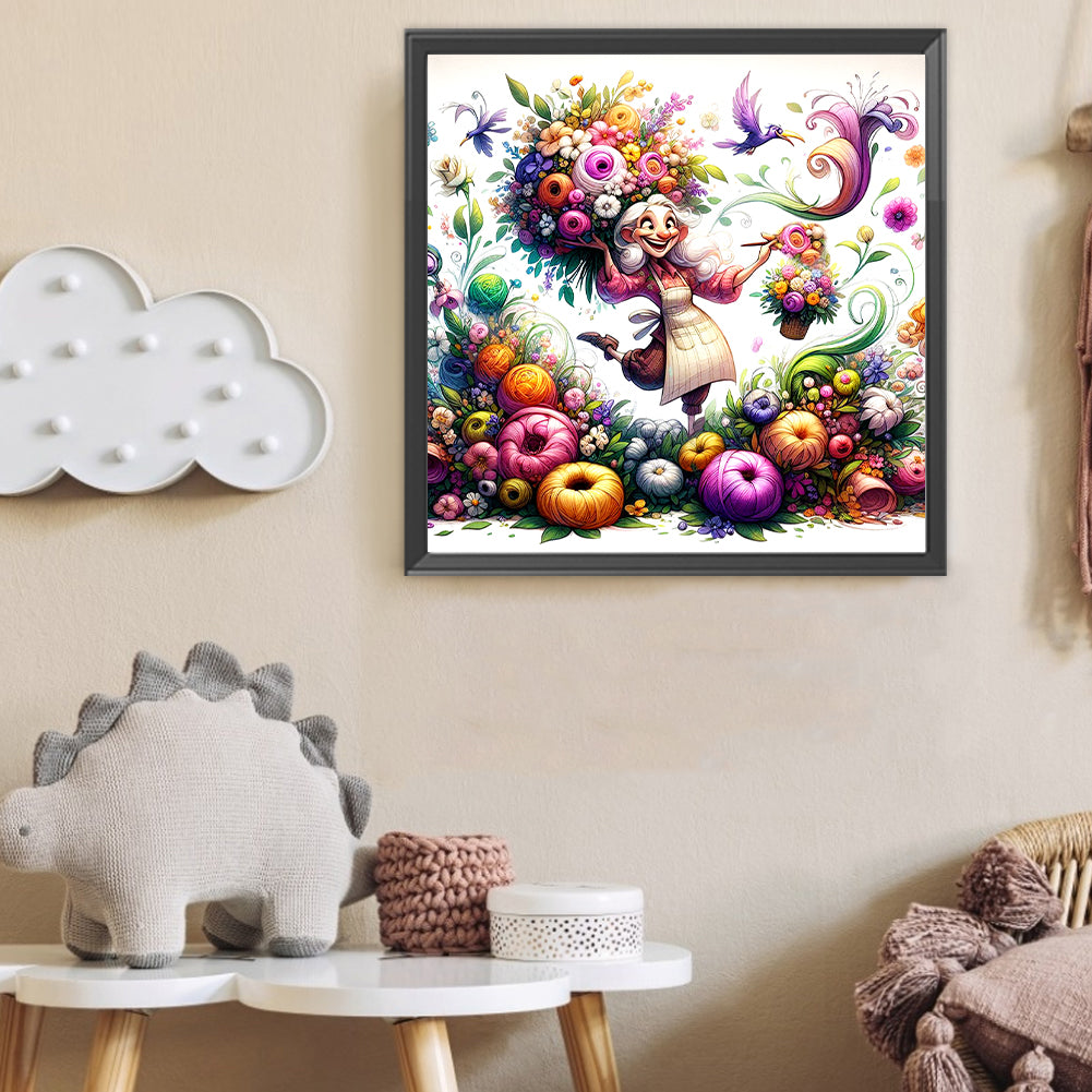 Happy People And Flowers - Full Round Drill Diamond Painting 40*40CM