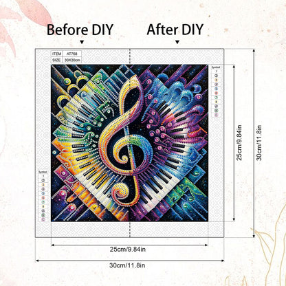 Piano Notes - Special Shaped Drill Diamond Painting 30*30CM
