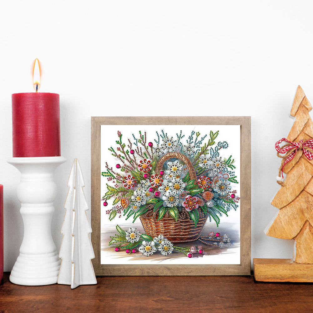 Bouquet Basket - Special Shaped Drill Diamond Painting 30*30CM