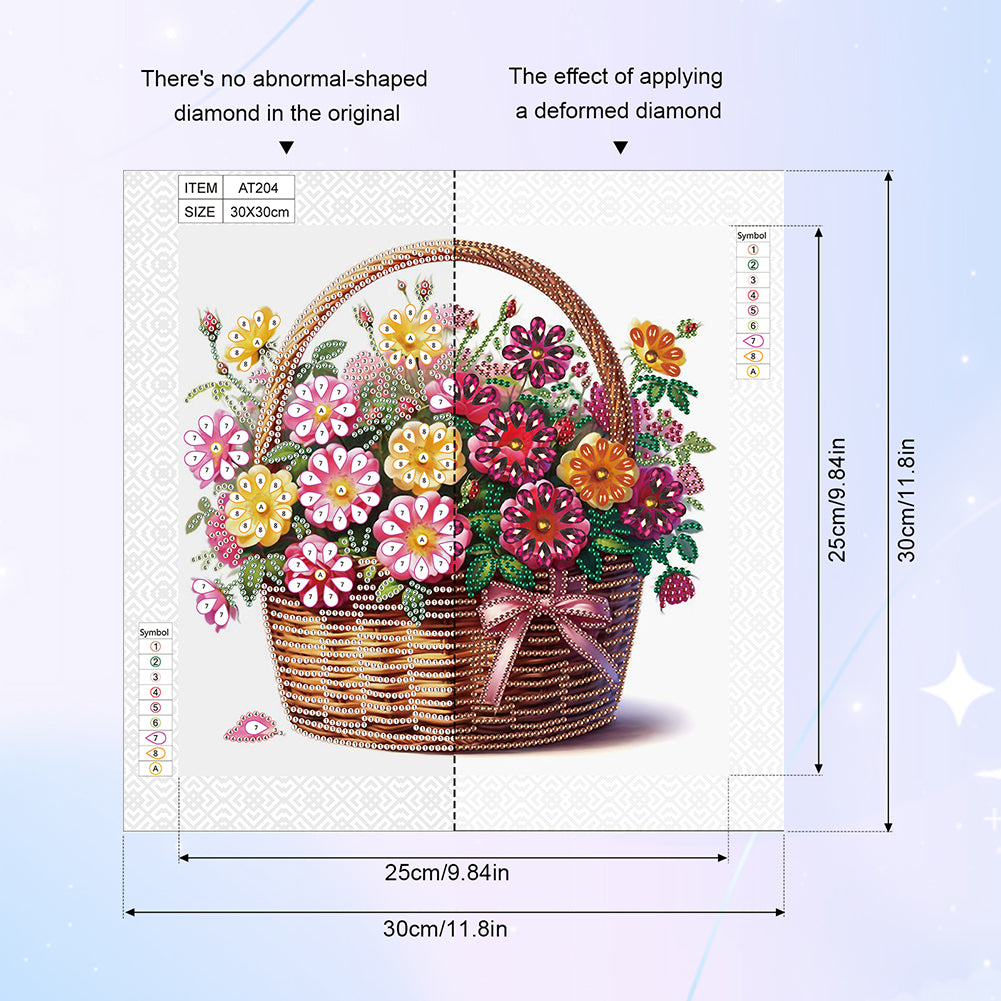 Bouquet Basket - Special Shaped Drill Diamond Painting 30*30CM