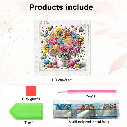 Bouquet Basket - Special Shaped Drill Diamond Painting 30*30CM
