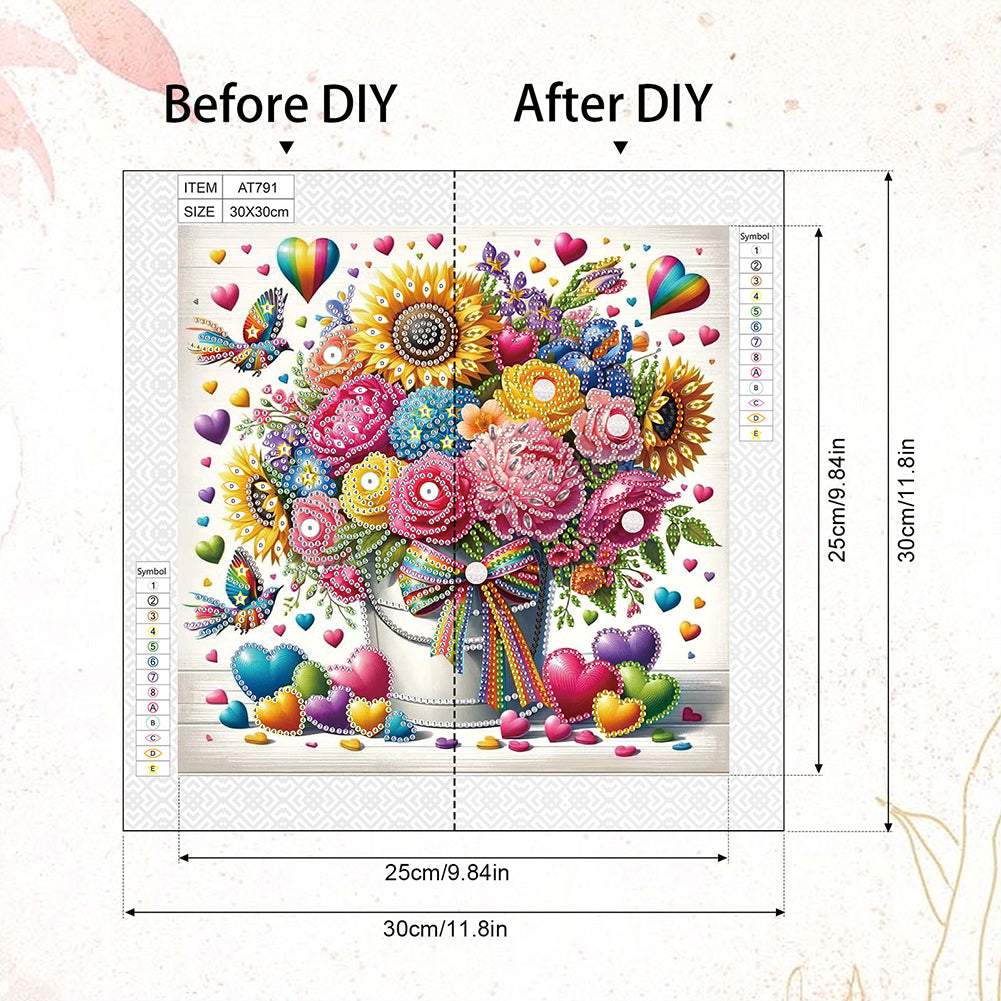 Bouquet Basket - Special Shaped Drill Diamond Painting 30*30CM