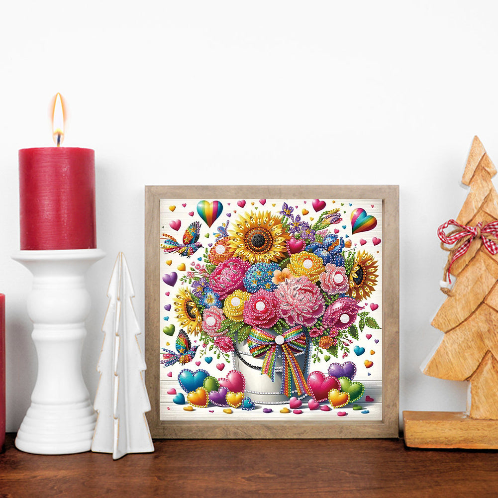 Bouquet Basket - Special Shaped Drill Diamond Painting 30*30CM
