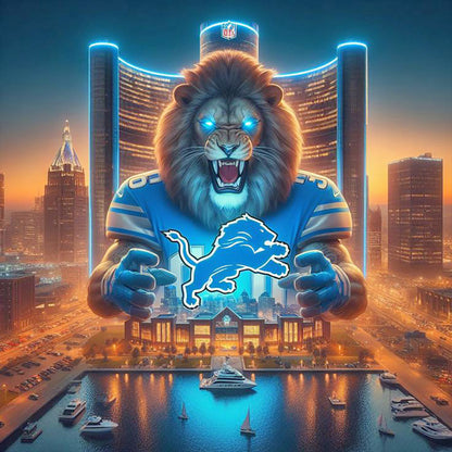 Detroit Lions Lion - Full Round Drill Diamond Painting 40*40CM