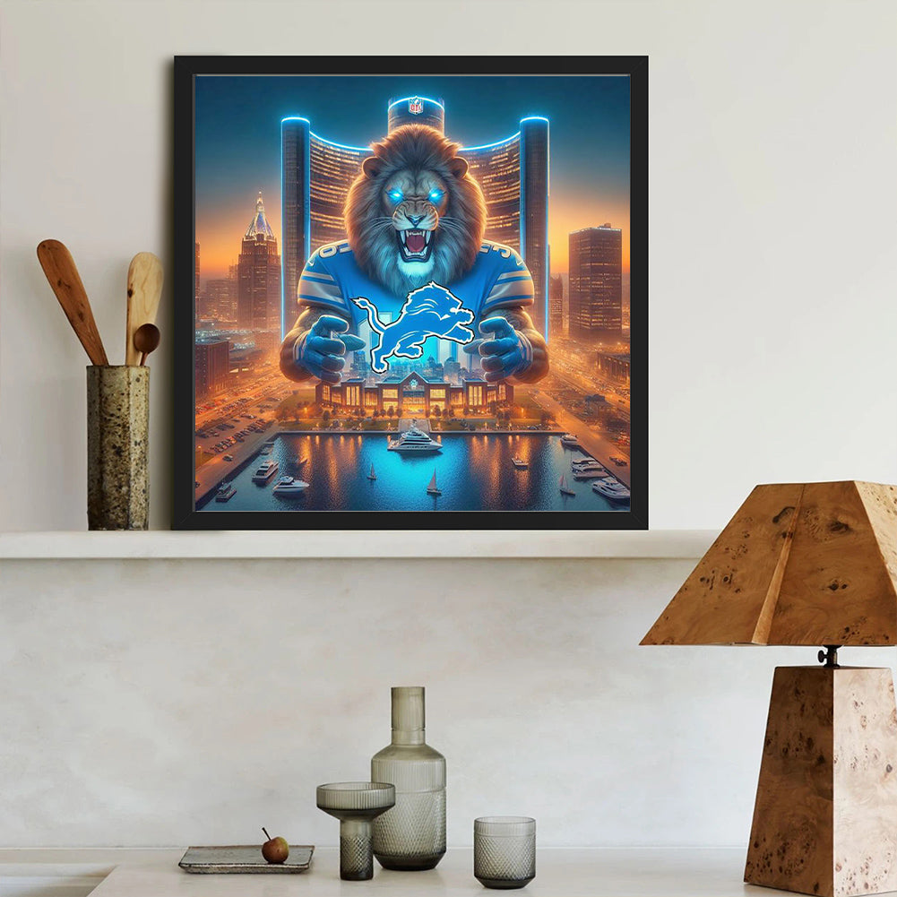 Detroit Lions Lion - Full Round Drill Diamond Painting 40*40CM