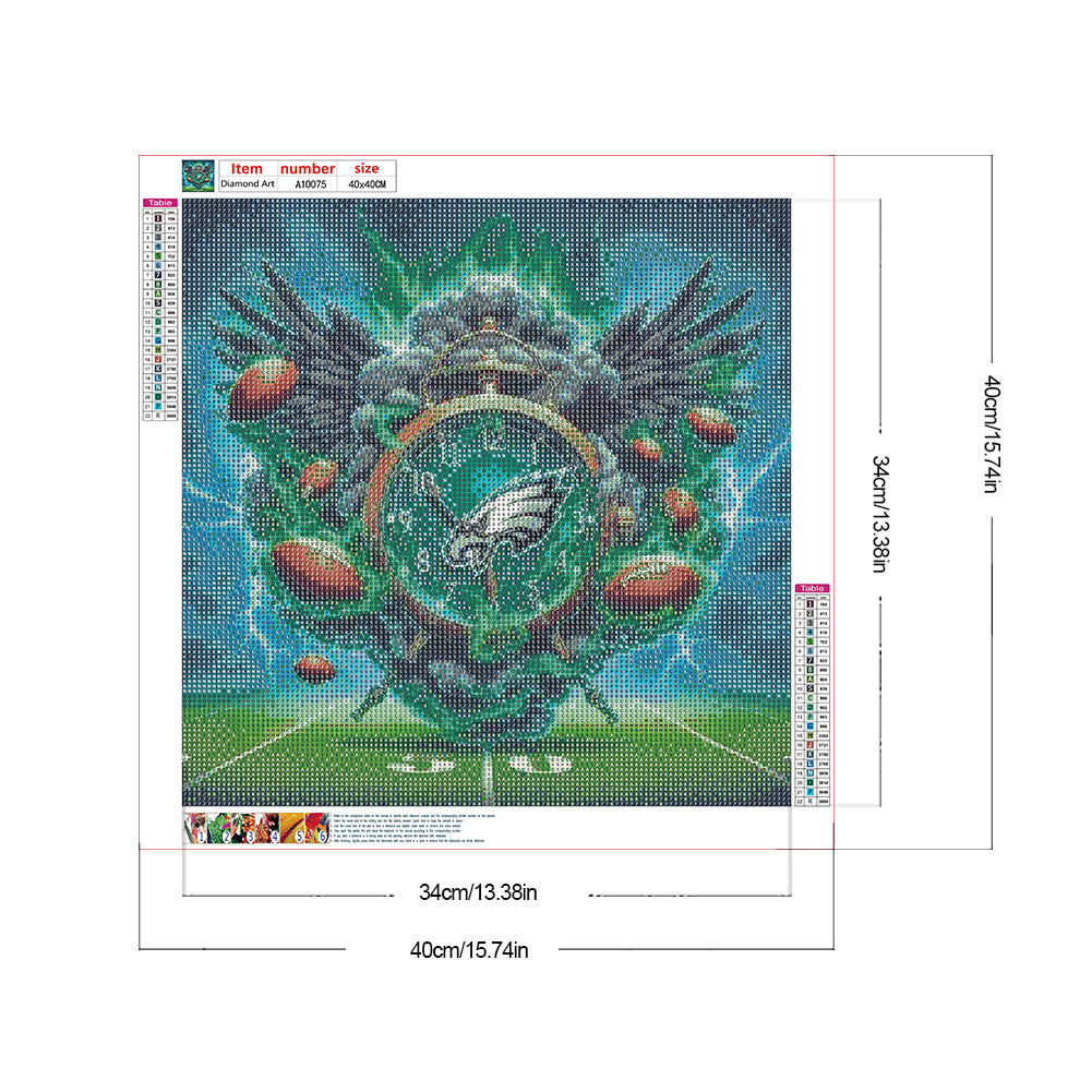 Philadelphia Eagles Clock - Full Round Drill Diamond Painting 40*40CM