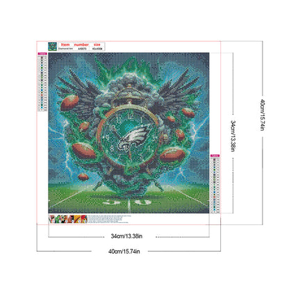 Philadelphia Eagles Clock - Full Round Drill Diamond Painting 40*40CM