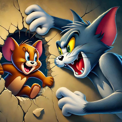 Cat And Mouse - Full Round Drill Diamond Painting 40*40CM