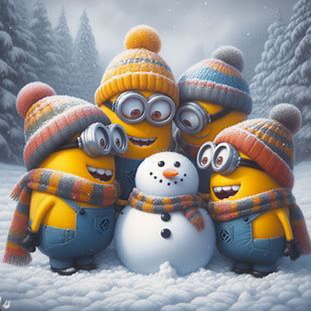 Minions Making Snowmen - Full Round Drill Diamond Painting 40*40CM