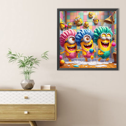 Minions Taking A Bath - Full Round Drill Diamond Painting 40*40CM