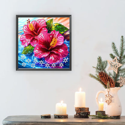 Hibiscus Flower - Special Shaped Drill Diamond Painting 30*30CM