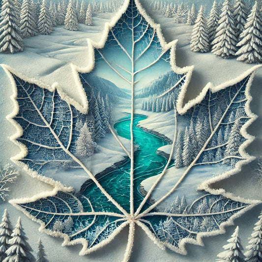 Snow Maple Leaf - Full Round Drill Diamond Painting 40*40CM