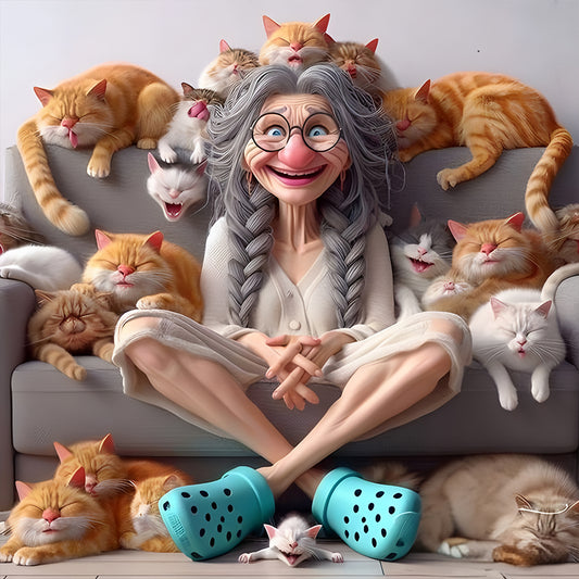 Cute Old Lady - Full Round Drill Diamond Painting 40*40CM