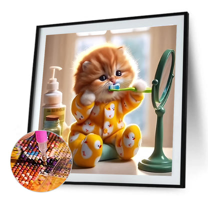 Cute Cat - Full Round Drill Diamond Painting 30*30CM