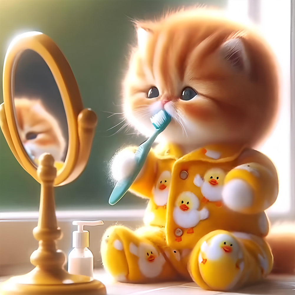 Cute Cat - Full Round Drill Diamond Painting 30*30CM