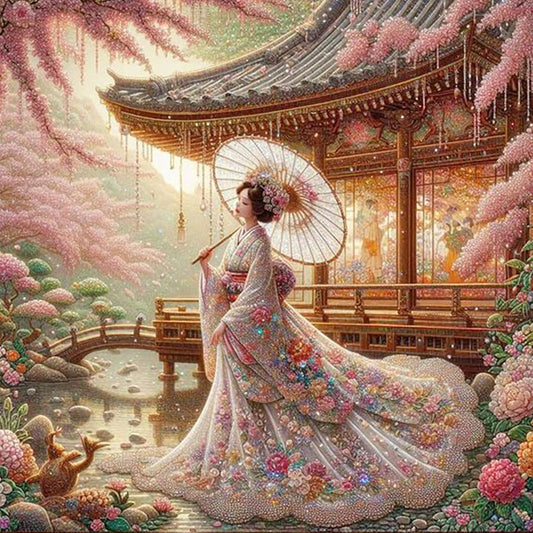 Japanese Geisha Beauty - Full Round Drill Diamond Painting 40*40CM
