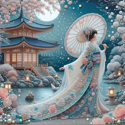 Japanese Geisha Beauty - Full Round Drill Diamond Painting 40*40CM