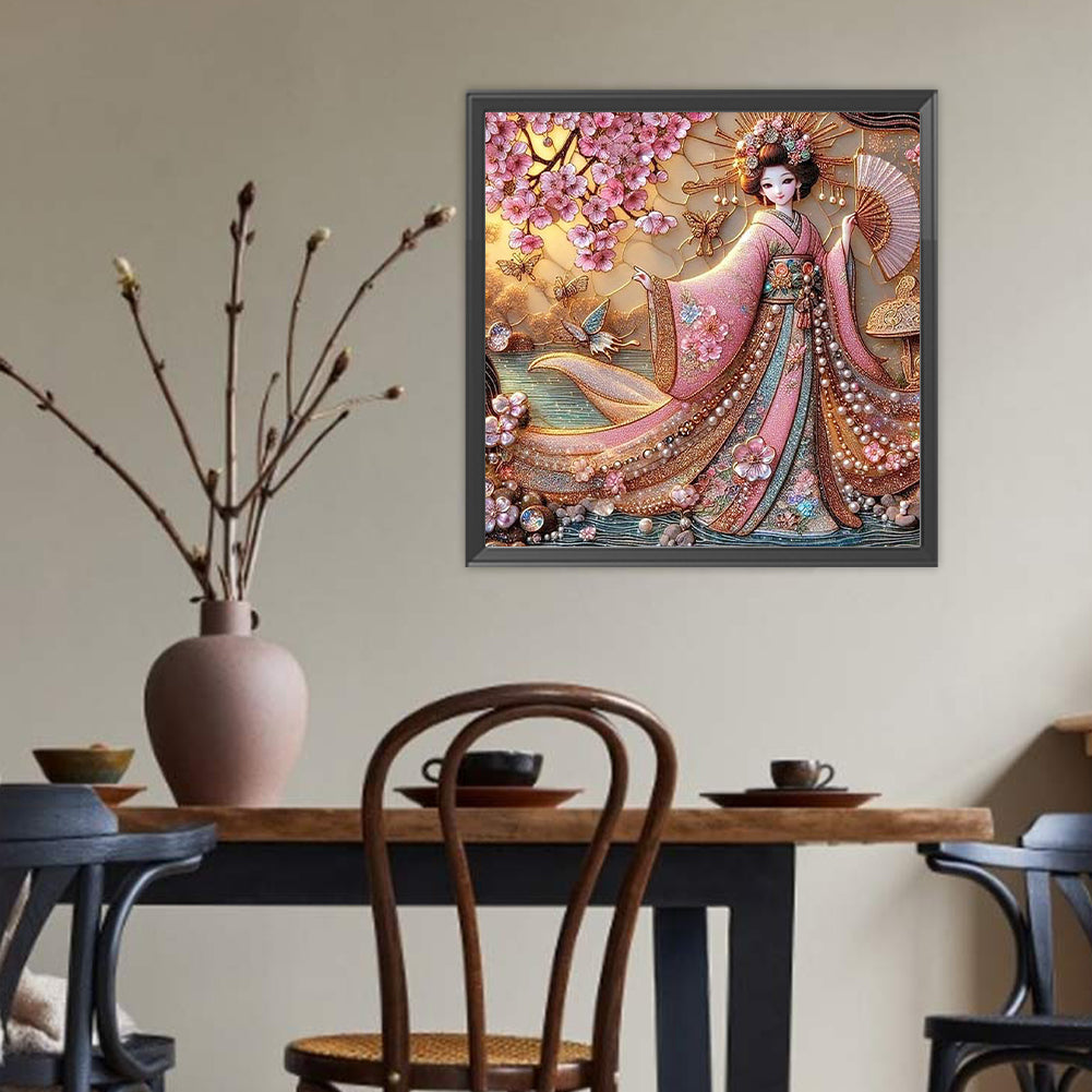 Japanese Geisha Beauty - Full Round Drill Diamond Painting 40*40CM