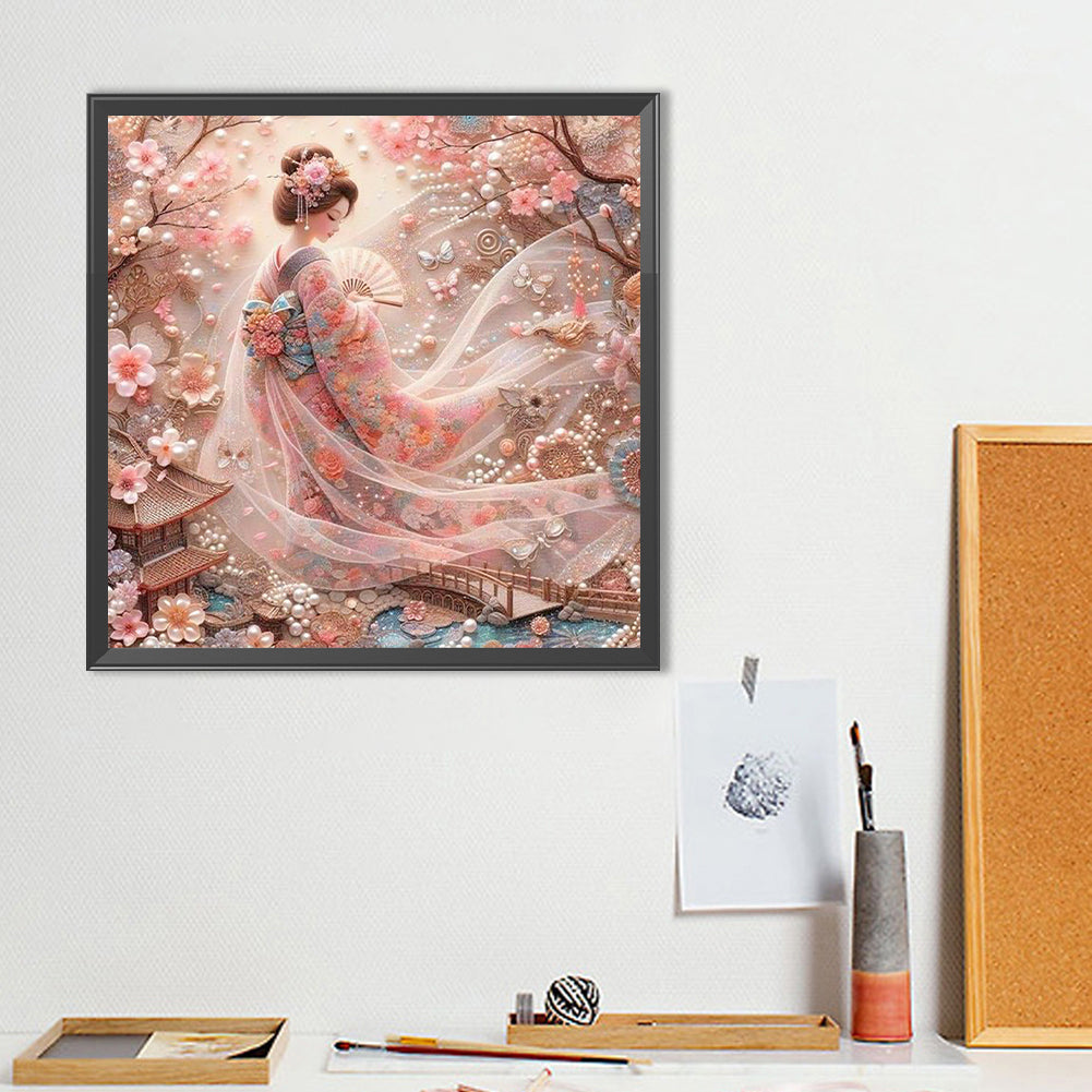 Japanese Geisha Beauty - Full Round Drill Diamond Painting 40*40CM