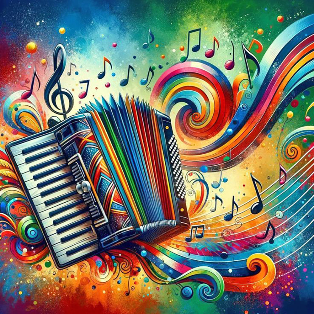 Colorful Musical Instruments Accordion - Full Round Drill Diamond Painting 40*40CM