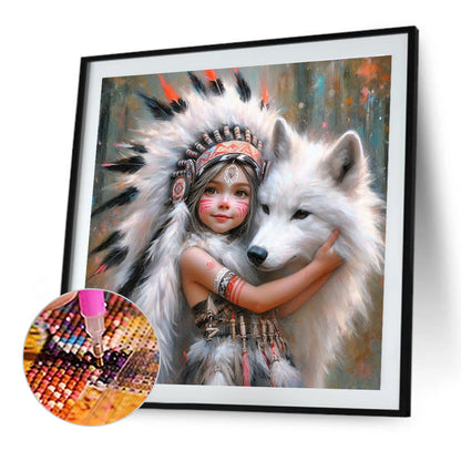 Indian Child - Full Round Drill Diamond Painting 40*40CM