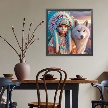 Indian Child - Full Round Drill Diamond Painting 40*40CM