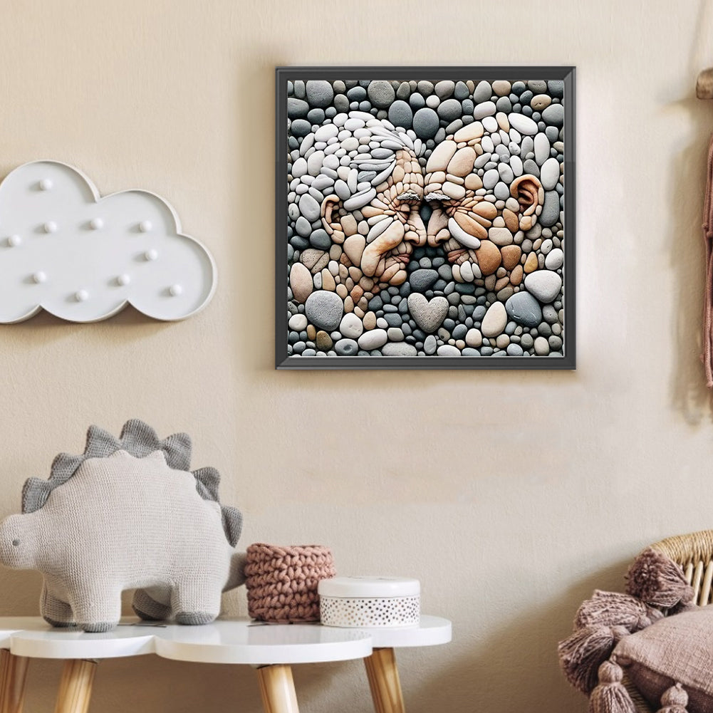Stone Art Old Man - Full Round Drill Diamond Painting 30*30CM