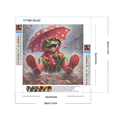 Frog In Raincoat - Full Round Drill Diamond Painting 30*30CM