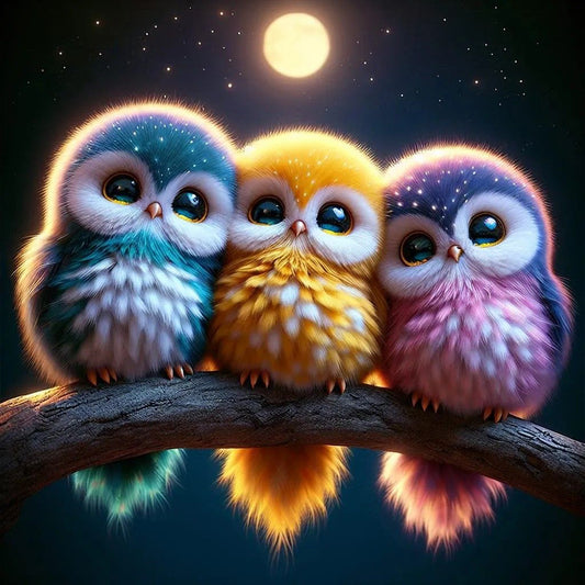 Three Owls - Full Round Drill Diamond Painting 40*40CM