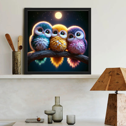 Three Owls - Full Round Drill Diamond Painting 40*40CM