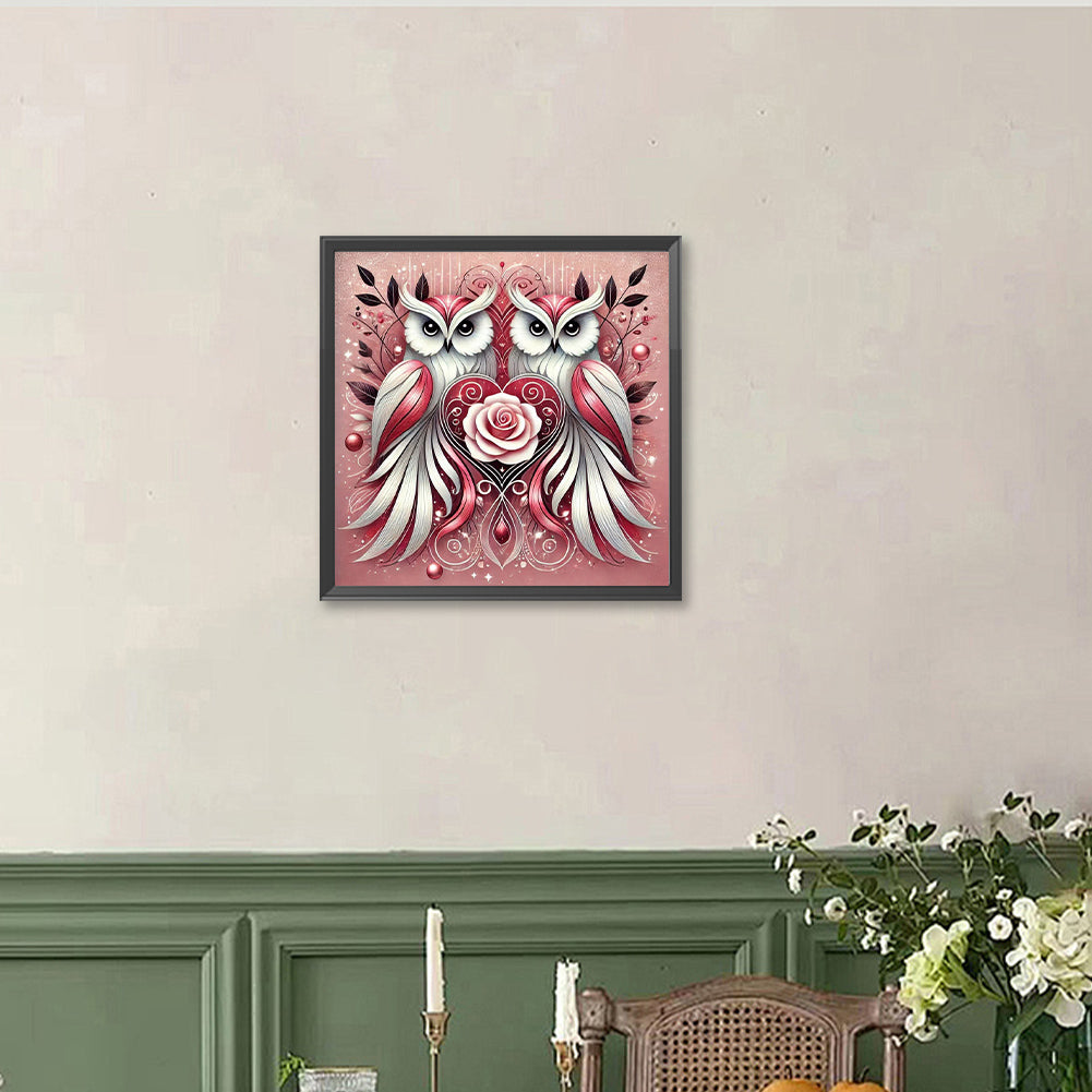 Two Owls - Full Round Drill Diamond Painting 40*40CM