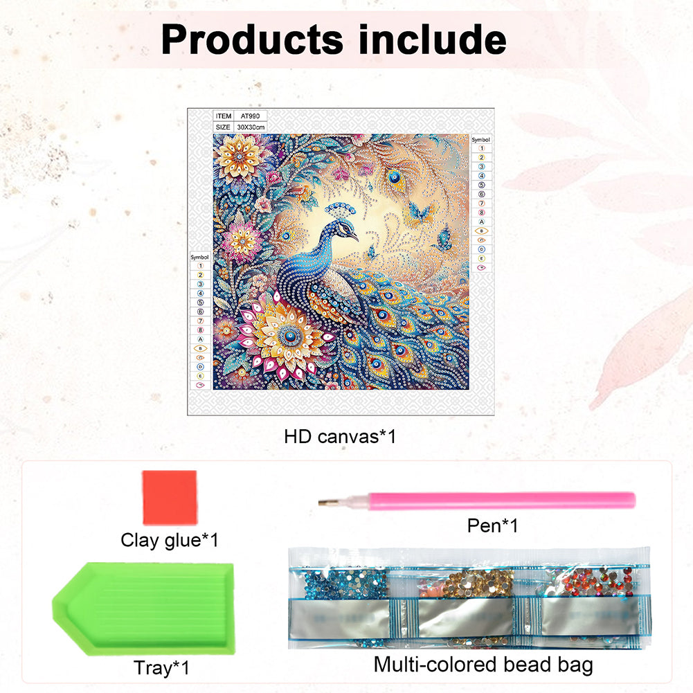 Peacock - Special Shaped Drill Diamond Painting 30*30CM