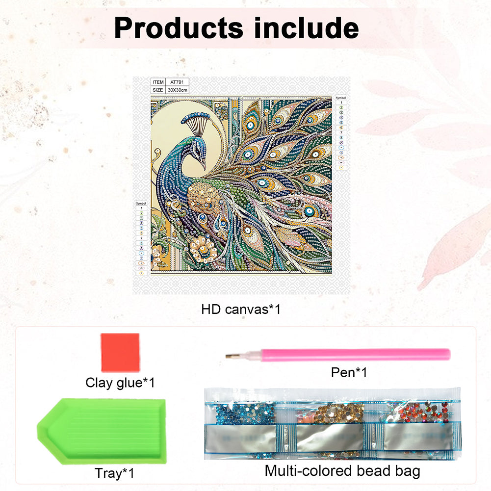 Peacock - Special Shaped Drill Diamond Painting 30*30CM