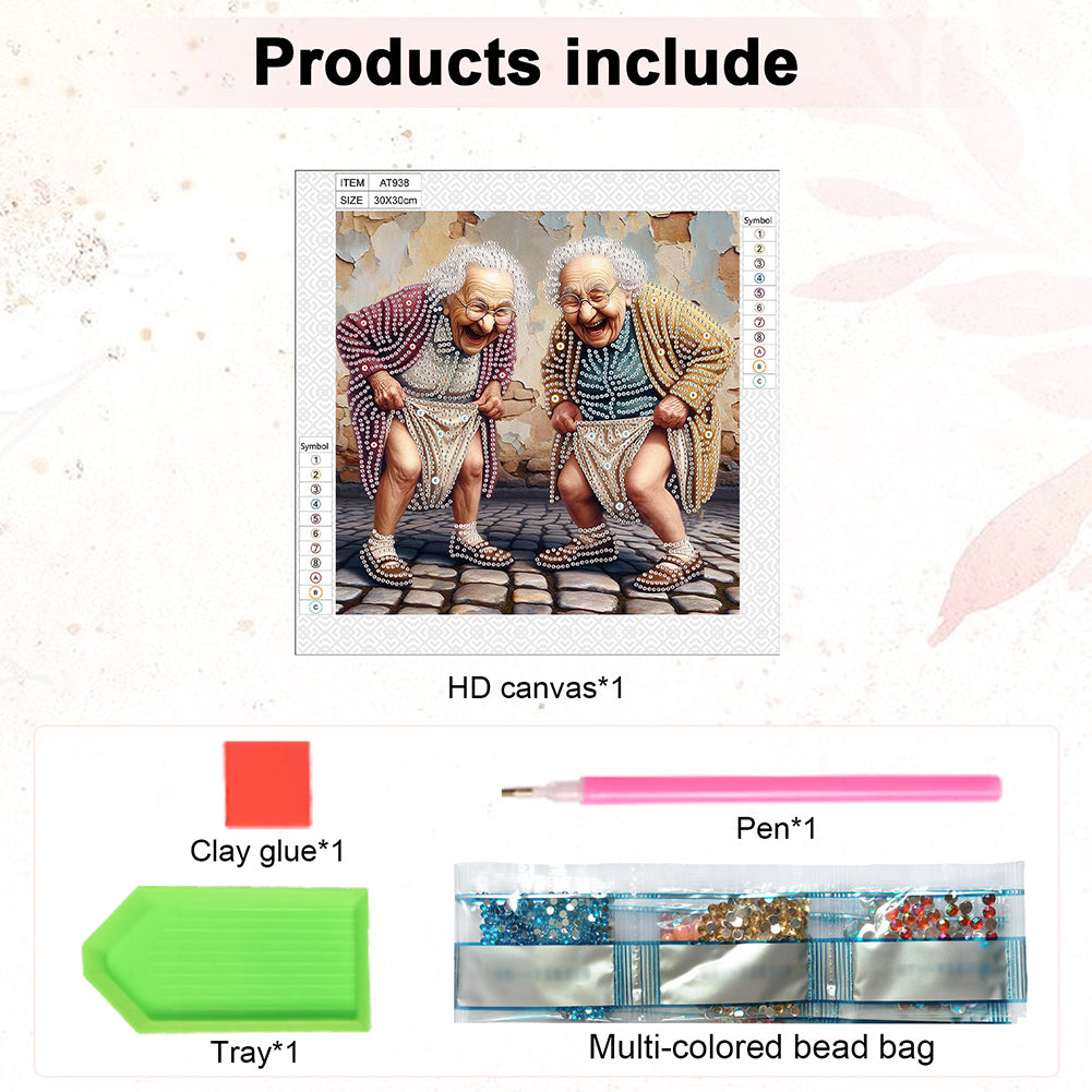 Funny Grandma - Special Shaped Drill Diamond Painting 30*30CM