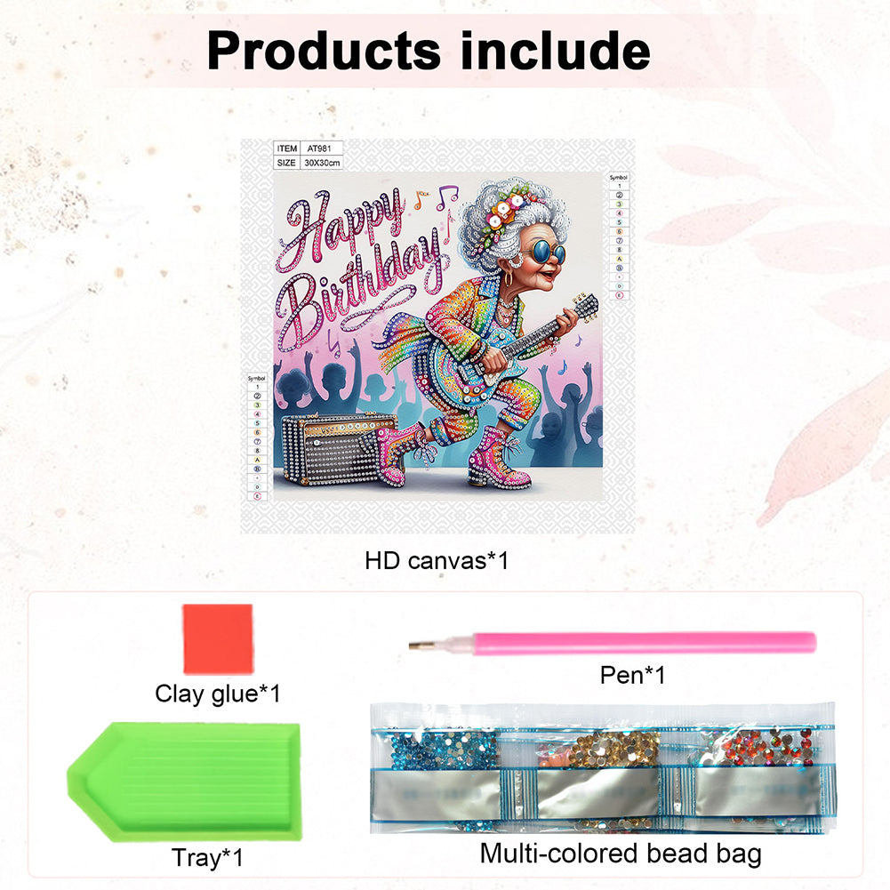 Funny Grandma - Special Shaped Drill Diamond Painting 30*30CM