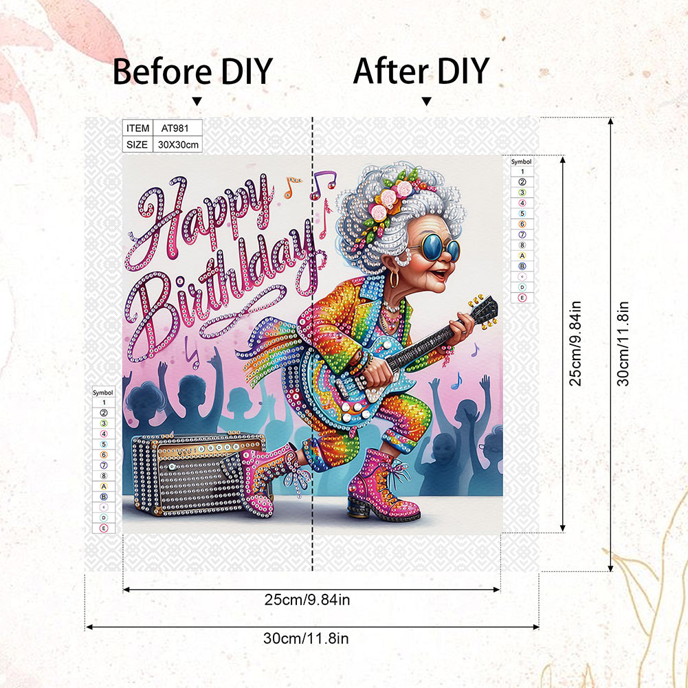 Funny Grandma - Special Shaped Drill Diamond Painting 30*30CM