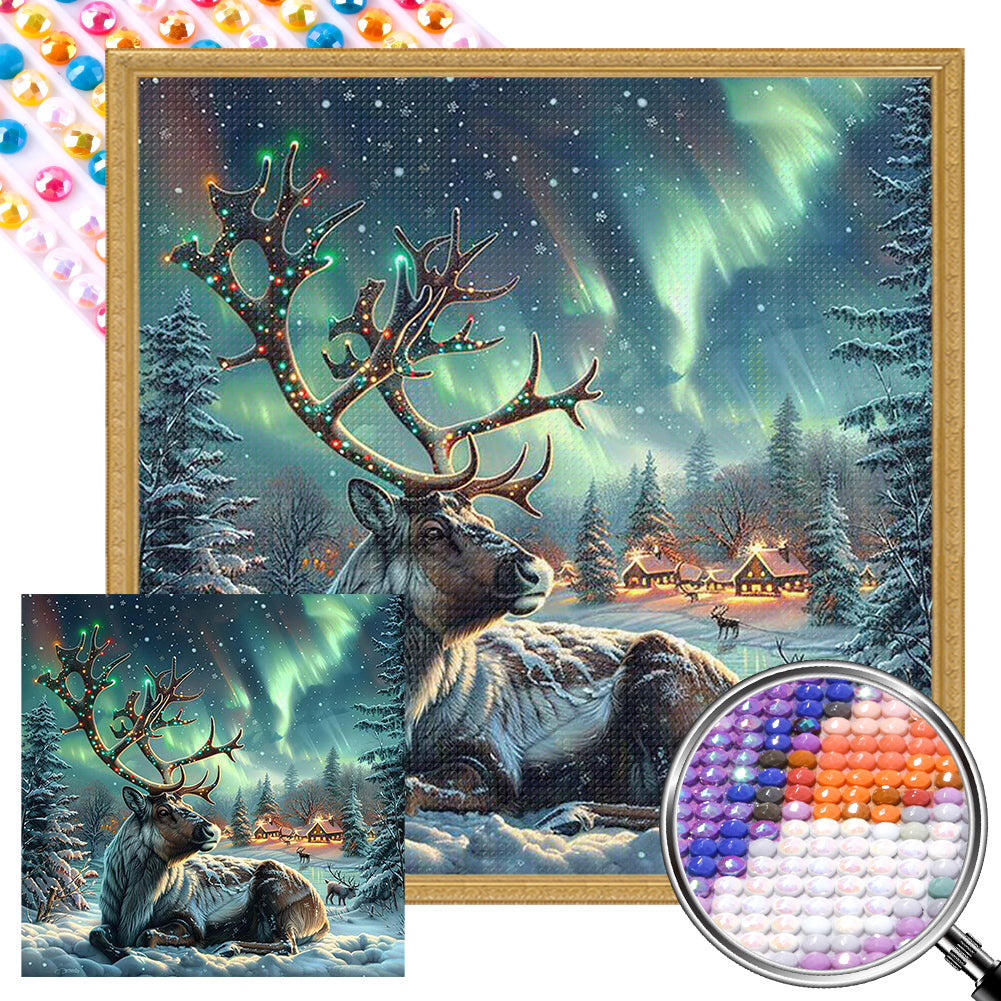 Moose In The Polar Night - Full AB Round Drill Diamond Painting 40*40CM