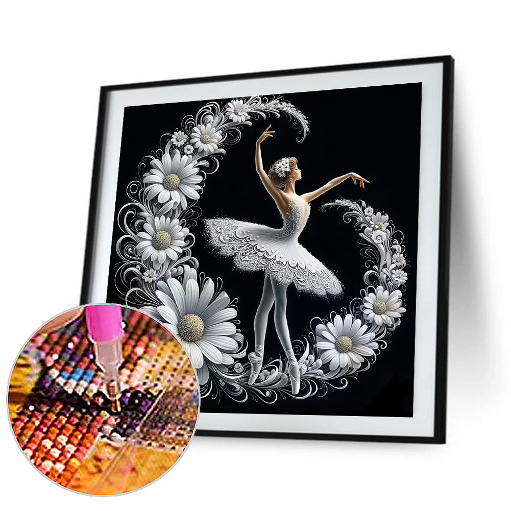 Daisy Flower Ballerina - Full Round Drill Diamond Painting 40*40CM