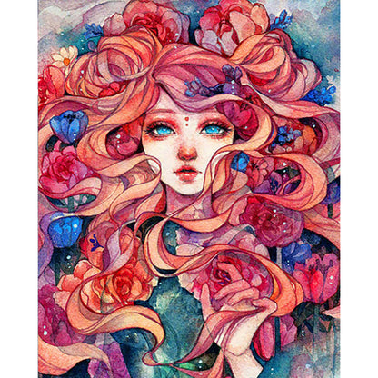 Flower Girl - Full Round Drill Diamond Painting 40*50CM